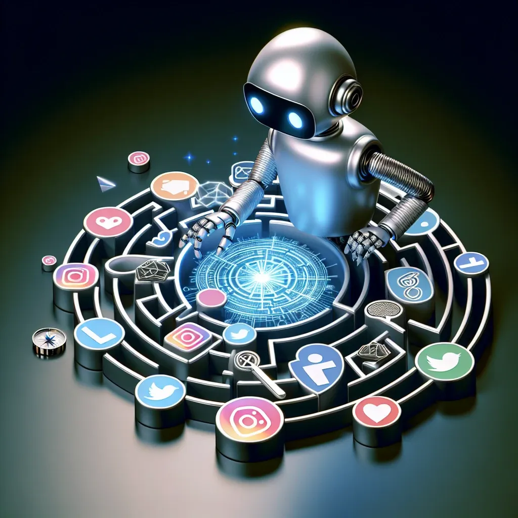 "AI technology analyzing social media content for authenticity and trustworthiness, representing modern digital challenges and solutions in content verification."