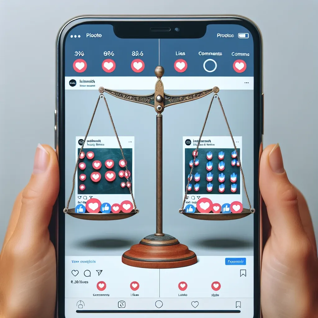 "Example of A/B testing Instagram captions displayed on a modern smartphone, showcasing two different caption variations designed to increase user engagement."