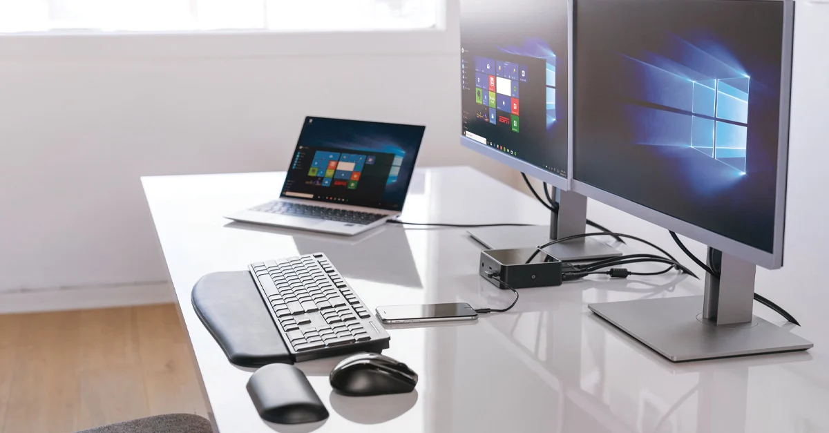 laptop and computer on the table